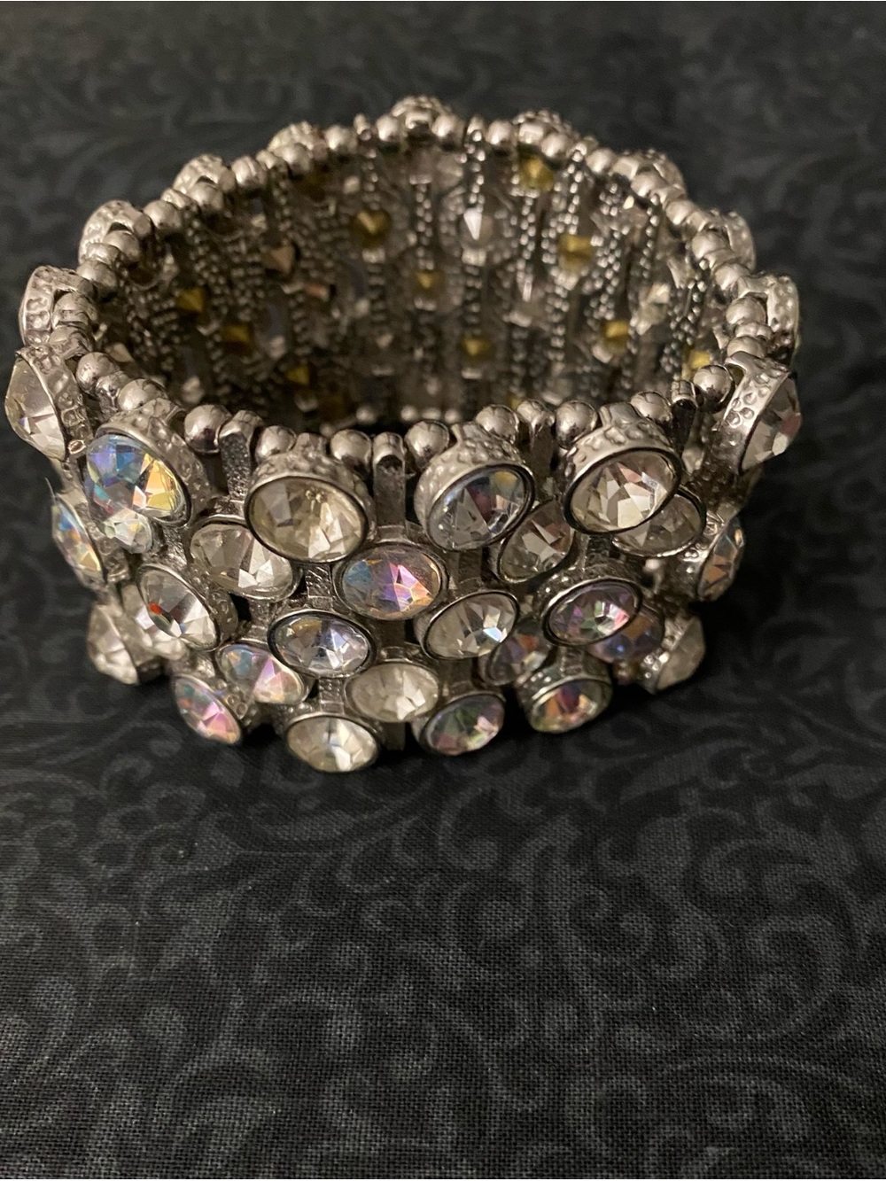 Silver-Tone Aurora Crystal Stretch Bracelet